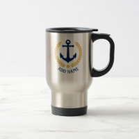 Boat Name Nautical Anchor Gold Style Laurel Leaves