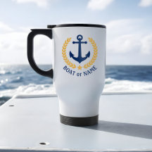 Boat Name Nautical Anchor Gold Style Laurel Star