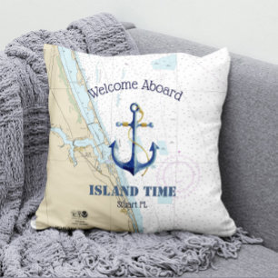Boat Name Nautical Anchor Welcome Aboard Florida Cushion