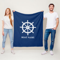 Boat Name Nautical Ships Wheel Helm Navy Blue