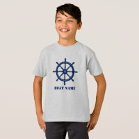 Boat Name or Your Name Ship Helm Wheel Navy & Grey