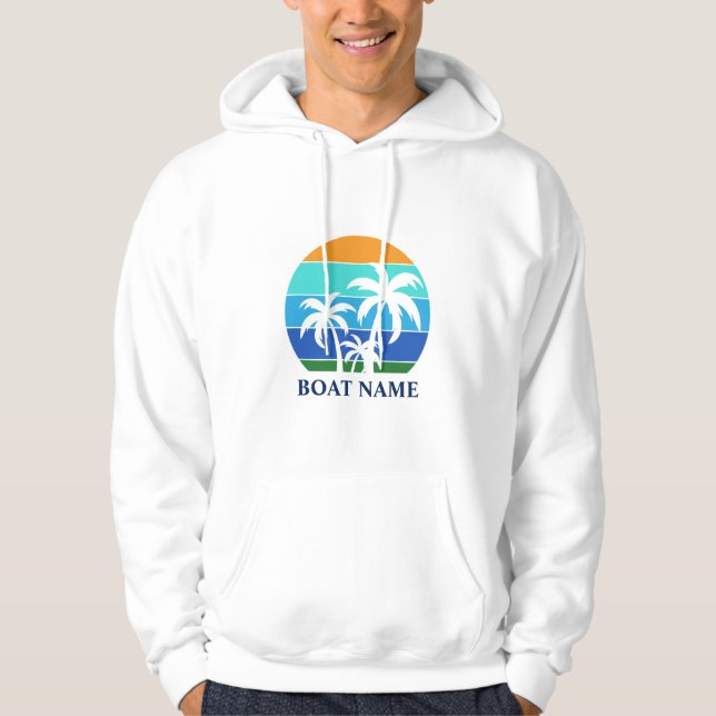 Boat Name Sun Palm Trees Hoodie (Front)