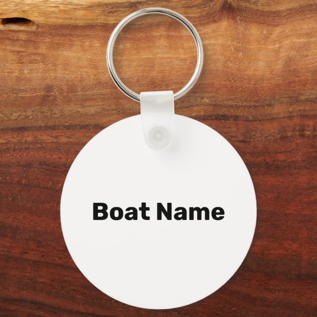 Boat Name White and Black Text Template Key Ring (Front)