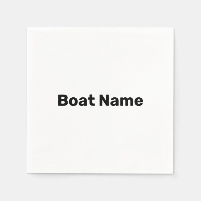 Boat Name White and Black Text Template Napkin (Front)