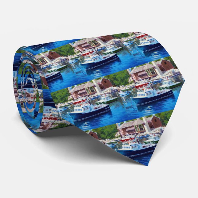 Boat Nautical Artwork Tie (Rolled)