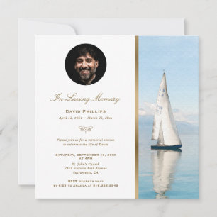 Boat Nautical Gold Memorial Service Photo Invitation