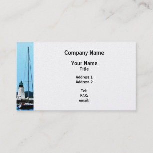 Boat Near Lighthouse Bristol RI - Platinum Finish Business Card