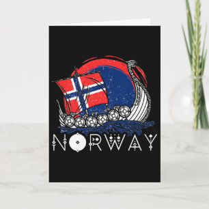 Boat Norwegian Flag Norway Viking Ship Pride Ocean Card