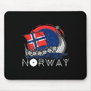 Boat Norwegian Flag Norway Viking Ship Pride Ocean Mouse Mat