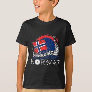 Boat Norwegian Flag Norway Viking Ship Pride Ocean T-Shirt