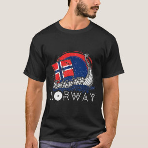 Boat Norwegian Flag Norway Viking Ship Pride Ocean T-Shirt
