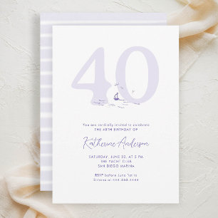 Boat Ocean Nautical Coastal Modern 40th Birthday Invitation