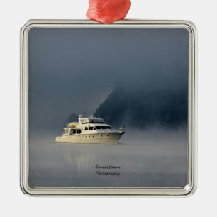 Boat on a Foggy Morning Metal Tree Decoration
