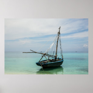 Boat on Coyer Beach - Haiti 2018 Poster
