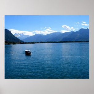 Boat on Lake Geneva Poster