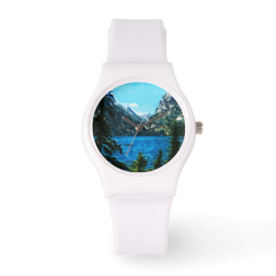 Boat on Mountain Lake Abstract Impressionism Watch