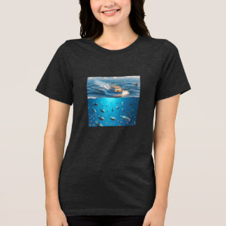 Boat on Seat Graphic Long Sleeve T-Shirt Tri-Blend Shirt