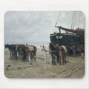 Boat on the Beach at Scheveningen, 1876 Mouse Mat
