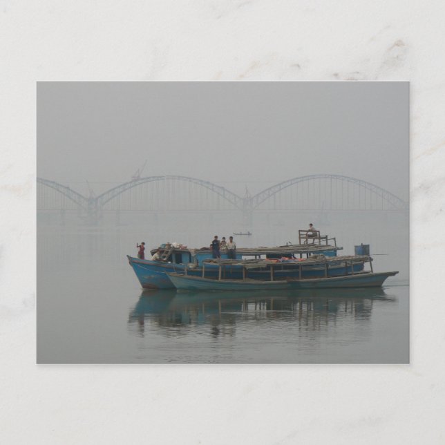 Boat on the Irrawaddy River, Myanmar Postcard (Front)