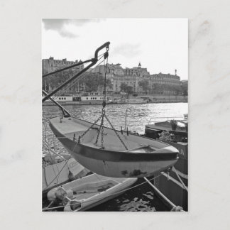 Boat on the Seine River Paris Postcard