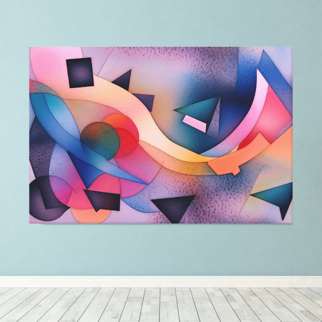 "Boat On Water" Contemporary Abstract Art Canvas Print (Insitu(Wood Floor))