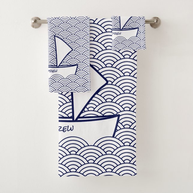 Boat on Waves Bath Towel Set (Insitu)