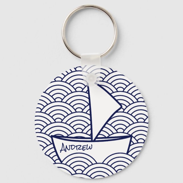 Boat on Waves Keychain (Front)