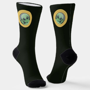 Boat Owner Alien Waving Through Porthole Socks