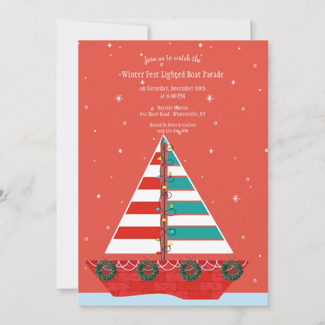Boat Parade Holiday Invitation (Front)
