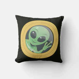 Boat Porthole Alien Waving Funny Stowaway Cushion