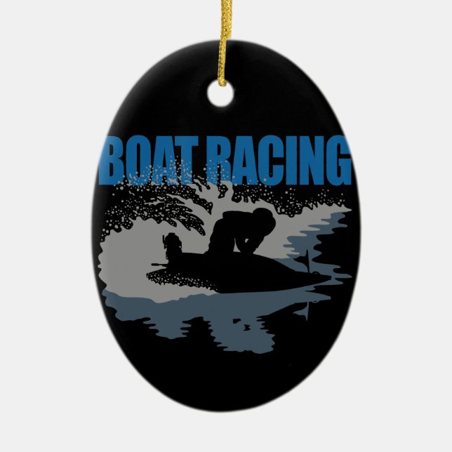 boat racing ceramic tree decoration (Front)