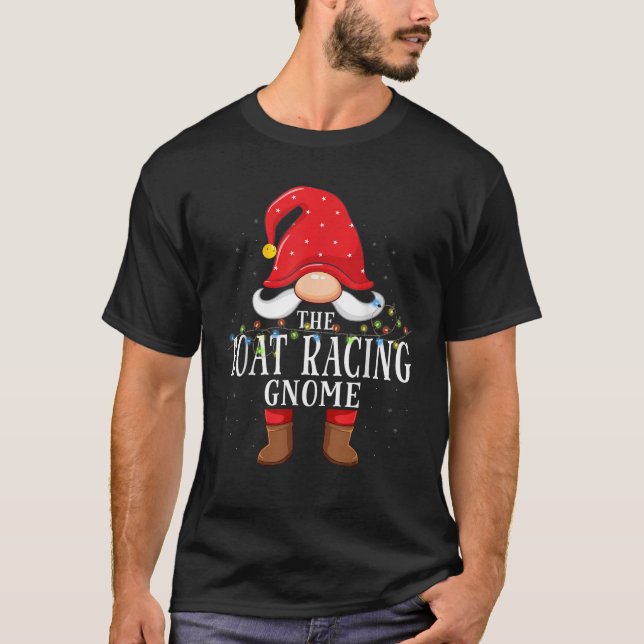 Boat racing Gnome Matching Christmas Family Pajama T-Shirt (Front)