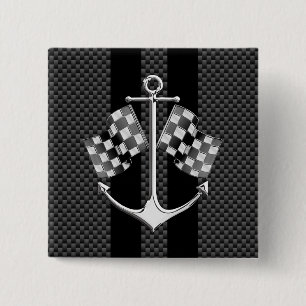 Boat Racing Nautical Carbon Fibre Chrome Styles 15 Cm Square Badge