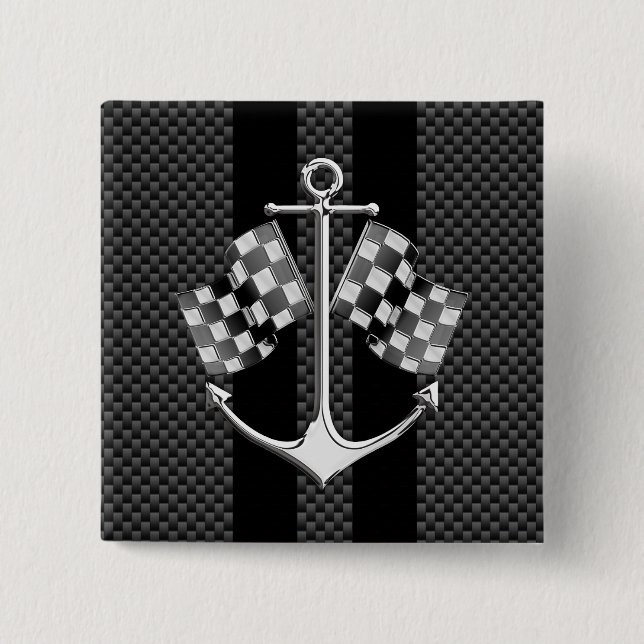 Boat Racing Nautical Carbon Fibre Chrome Styles 15 Cm Square Badge (Front)