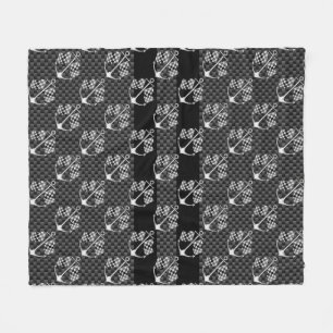 Boat Racing Nautical Chequered Carbon Fibre Style Fleece Blanket