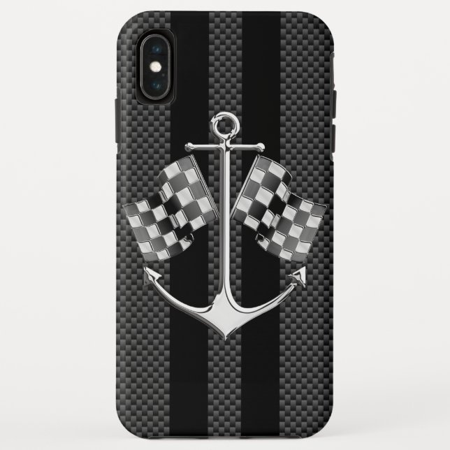 Boat Racing Nautical in Black Carbon Fibre Style Case-Mate iPhone Case (Back)