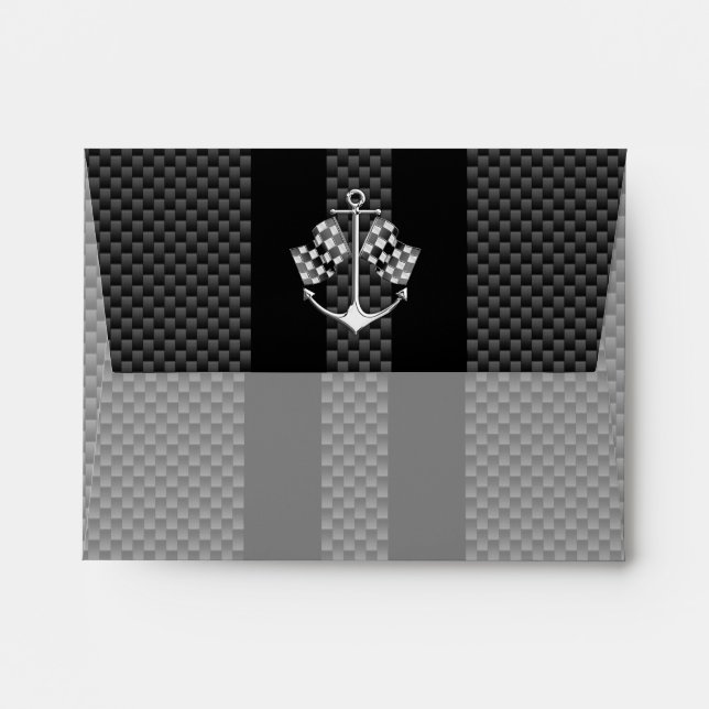 Boat Racing Nautical in Black Carbon Fibre Style Envelopes (Back (Top Flap))