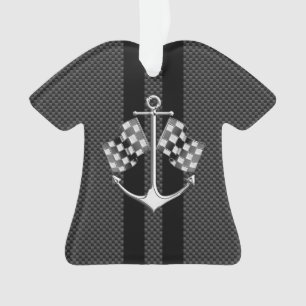 Boat Racing Nautical in Black Carbon Fibre Style Ornament