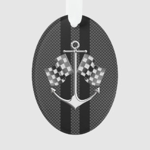 Boat Racing Nautical in Black Carbon Fibre Style Ornament