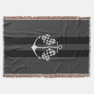 Boat Racing Nautical in Black Carbon Fibre Style Throw Blanket