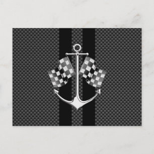 Boat Racing Nautical in Carbon Fiber Style Decor Postcard