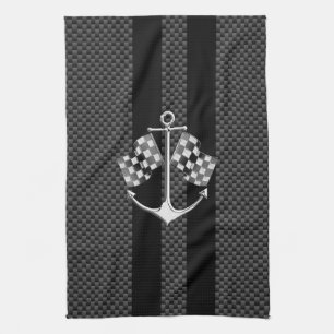 Boat Racing Nautical in Carbon Fibre Decor Tea Towel