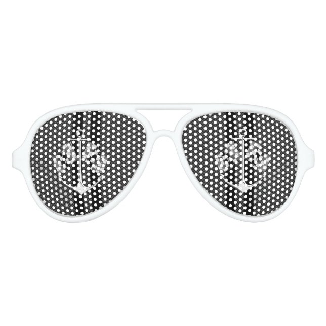 Boat Racing Nautical in Carbon Fibre Style Aviator Sunglasses (Front)