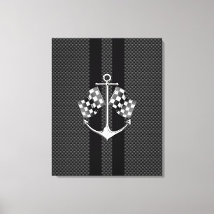Boat Racing Nautical in Carbon Fibre Style Canvas Print