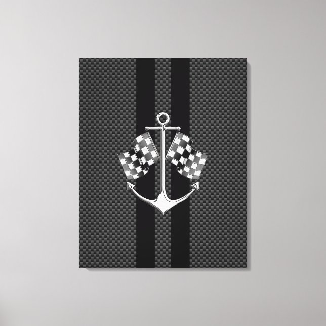 Boat Racing Nautical in Carbon Fibre Style Canvas Print (Front)