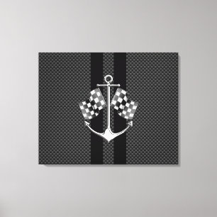 Boat Racing Nautical in Carbon Fibre Style Canvas Print