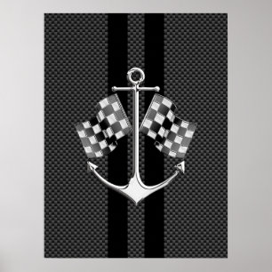 Boat Racing Nautical in Carbon Fibre Style Decor