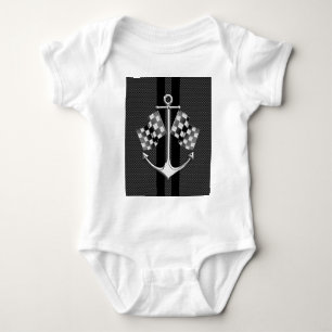 Boat Racing Nautical in Carbon Fibre Style Decor Baby Bodysuit