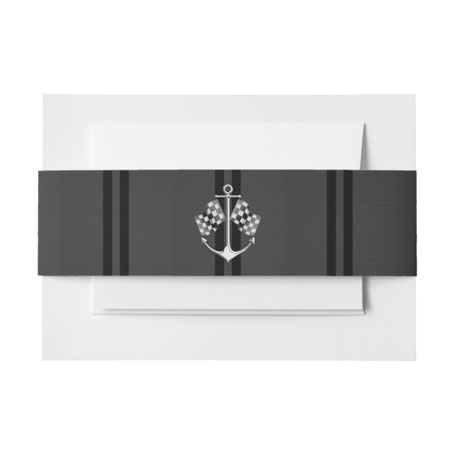 Boat Racing Nautical in Carbon Fibre Style Invitation Belly Band (Front Example)