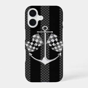 Boat Racing Nautical in Carbon Style iPhone 16 Case